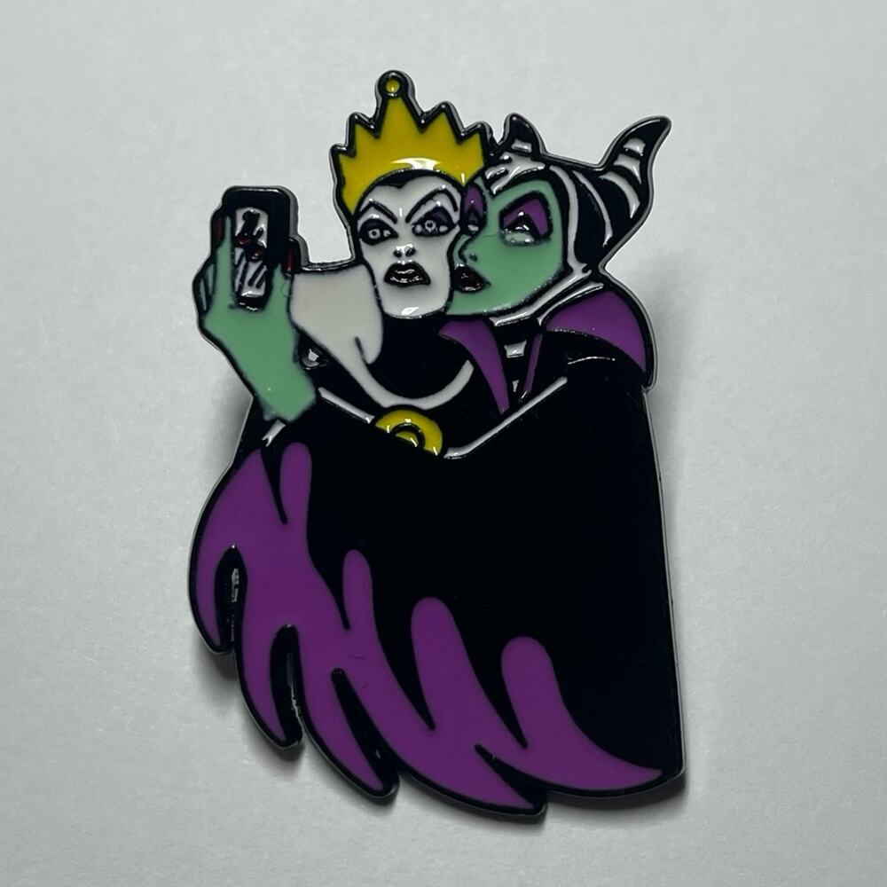 Disney Villains Evil Queen & Maleficent Taking A Selfie Metal Enamel Pin